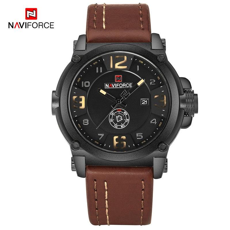 Relógio Masculino NAVIFORCE Militar De Quartzo Analógico Esportivo Com Pulseira De Couro - MarcaTempo