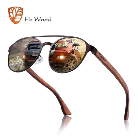 Hu wood óculos de sol polarizados de alta qualidade, proteção uv400