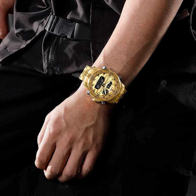 Relógios NAVIFORCE masculino dourado luxo  digital