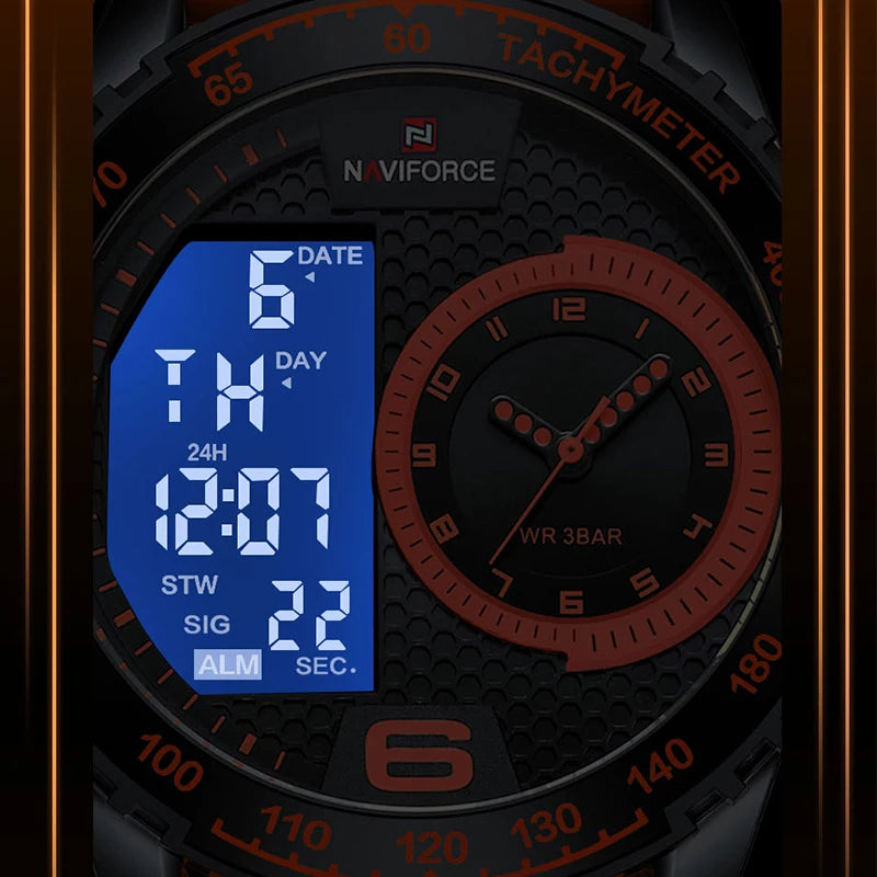 NAVIFORCE Relógio de Moda Masculino Digital Dual Time