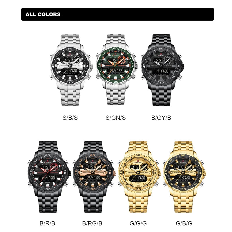 Relógios NAVIFORCE masculino dourado luxo  digital