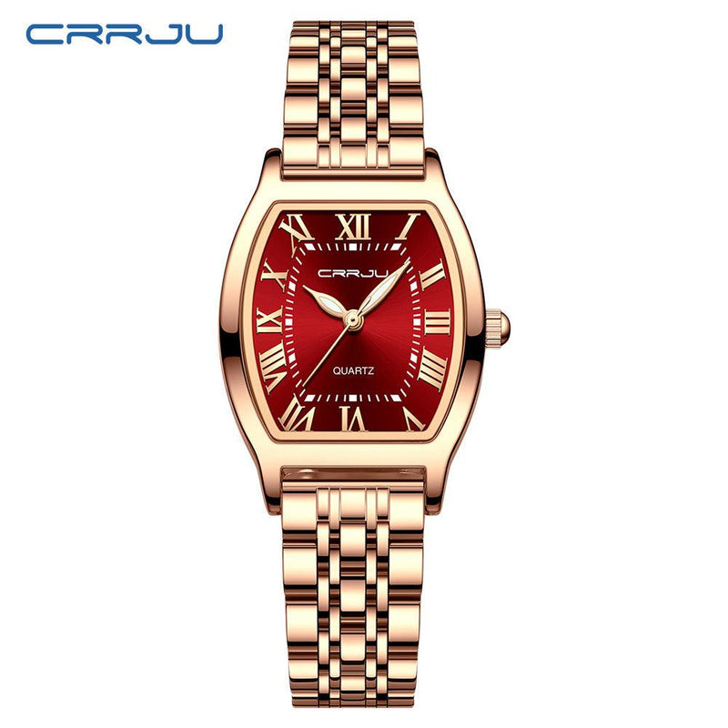 Nova Chegada CRRJU Ladies Watch Original Autêntico Aço Inoxidável Design Criativo Quadrado De Alta Qualidade 27CM Pequeno - MarcaTempo