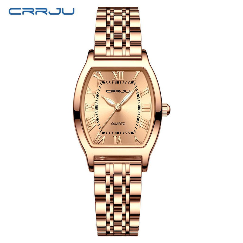 Nova Chegada CRRJU Ladies Watch Original Autêntico Aço Inoxidável Design Criativo Quadrado De Alta Qualidade 27CM Pequeno - MarcaTempo